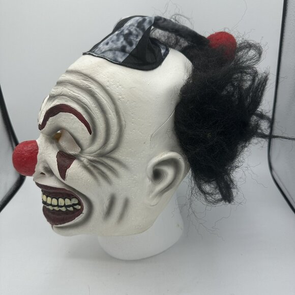 Clown Mask Creepy with Hair and Hat Costume Adult Halloween Scary Horror - Picture 7 of 8